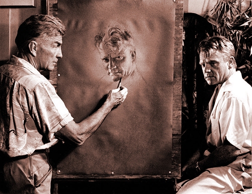 Rolf Armstrong painting James Cagney around 1954