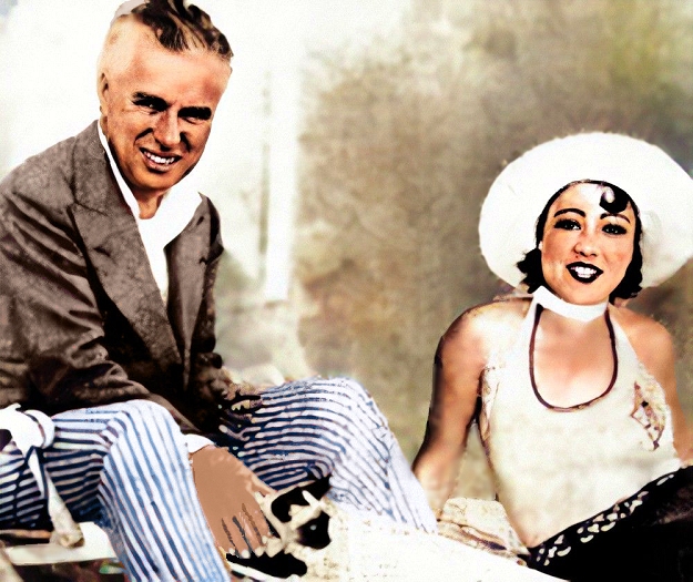 chaplin with a siamese cat and may reeves