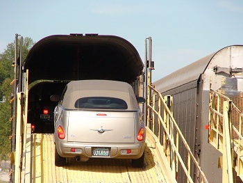 ragmobile loaded on the amtrak auto train